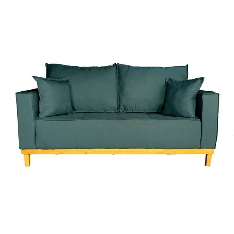 Sofá Beny 1.80 Base De Madeira Linho:Azul