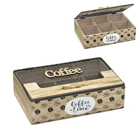 Caixa Decorativa Coffee em MDF C/ 6 Divisórias PARIS LUZ
