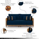Ver imagem 3 de Sofá Montecarlo 3 Lugares 252cm Veludo/pu Azul/caramelo