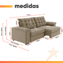 Ver imagem 3 de Sofá Retrátil e Reclinável Bipartido 2,30m 3 Lugares Palermo Slim Luizzi