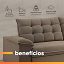 Ver imagem 4 de Sofá Retrátil e Reclinável Bipartido 2,30m 3 Lugares Palermo Slim Luizzi