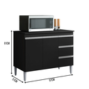 Ver imagem 4 de Balcão de Cozinha Gabinete 100cm Andréia sem Tampo Ajl Móveis:preto