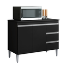 Ver imagem 1 de Balcão de Cozinha Gabinete 100cm Andréia sem Tampo Ajl Móveis:preto