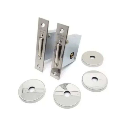 Fechadura Trava de Segurança Tetra Dupla Auxiliar Pado Redonda Inox Polido