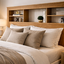 Ver imagem 5 de Cabeceira Lisboa com Prateleiras e Nicho Organizador P/ Cama Box Queen 160cm Quarto Casal:nature/off