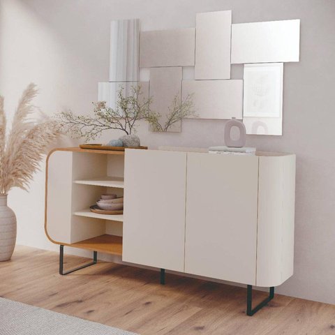 Buffet para Sala de Jantar 160x87,3cm Flow Off White/Nature