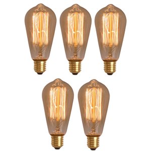 Kit 5x Lâmpada Retrô St64 Carbono Dimerizável Âmbar 40w 110v