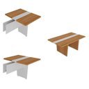 Ver imagem 2 de Kit Mesa Reunião Escritório 8 Lugares com 2 Módulos p/Extensão, Caixa de Tomada, Tampotamburato 50mm Marrom/Freijó/Branco Artany