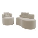 Ver imagem 1 de Kit Sofá e Poltrona Orgânica Living Bob com Almofadas Bouclê Bege - Desk Design