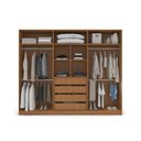 Ver imagem 4 de Guarda Roupa Casal 6 Portas (2 c/ Espelho) e 4 Gavetas Valência Freijo/Azul - Politorno