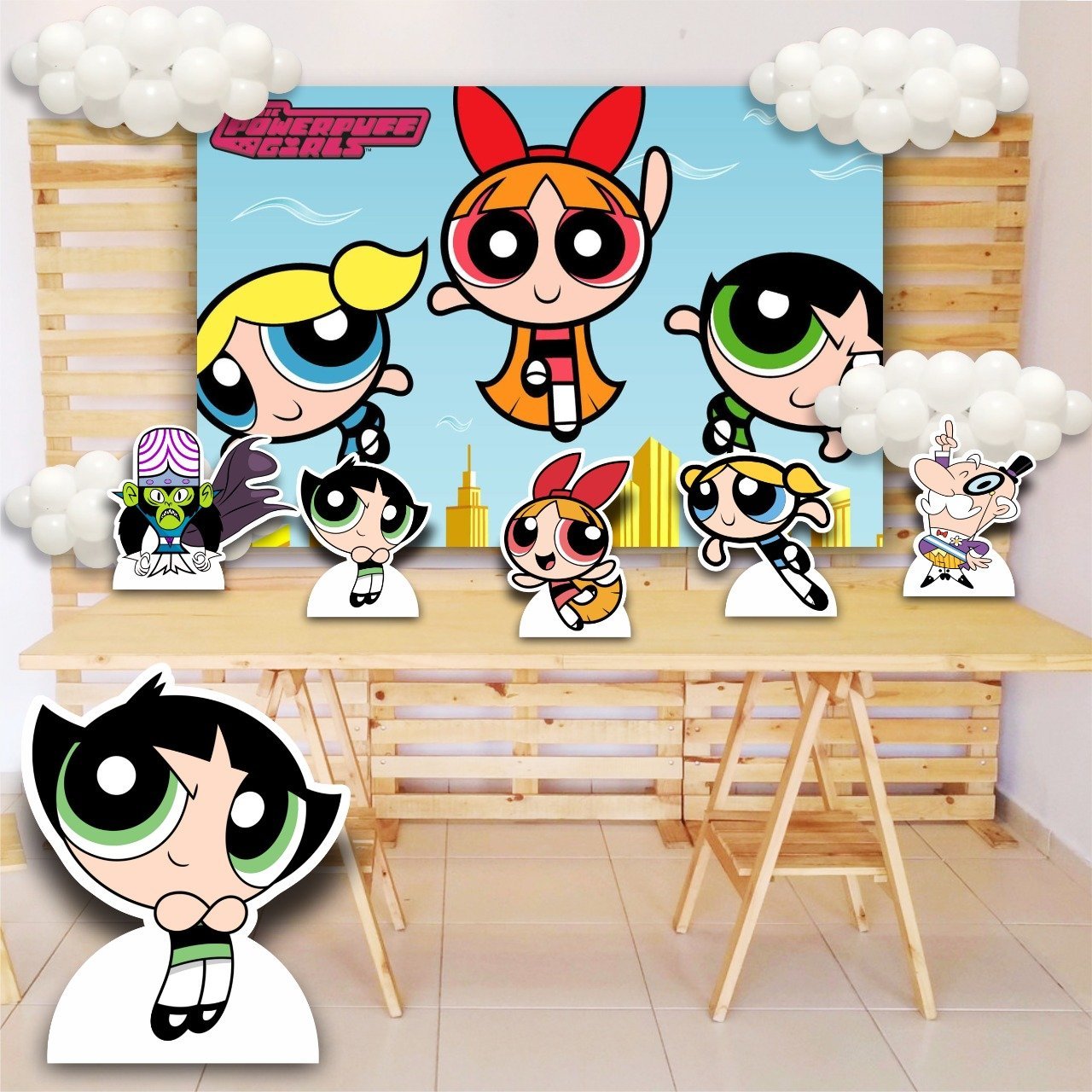 Kit display Decoração Meninas Super Poderosas + Painel Lona Impressa 1 ...