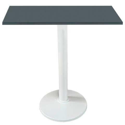 Mesa Zeta Ferro Branco 75 Cm (alt) Disco Redondo Tampo Mdp Quadrado 80 Cm (larg) X 2,5 Cm Alt