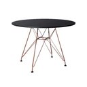 Ver imagem 1 de Mesa Eiffel Redonda 90cm Tampo de Madeira Preto com Base de Ferro Cobre