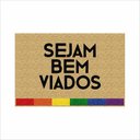 Ver imagem 2 de TAPETE SEJAM BEM VIADOS COR BEGE, MEDIDA PORTA.