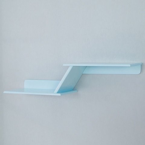 Prateleira Niho Duplo Zig Zag Mdf Azul