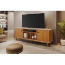 Ver imagem 3 de Rack Oslo 1,80m Ideal para Tv até 70'' Detalhes Curvo e Pés em Madeira Maciça:cinamomo / Off