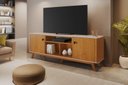 Ver imagem 3 de Rack Oslo 1,80m Ideal para Tv até 70'' Detalhes Curvo e Pés em Madeira Maciça:cinamomo / Off