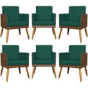 Ver imagem 1 de Kit 6 Poltronas Decorativas para Escritório Lis Corino e Suede Cores Pé 30cm