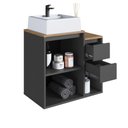 Ver imagem 6 de Balcão Gabinete de Banheiro com Cuba Suspenso 1 Porta 2 Gavetas 60cm Grafite Crart-BAL009