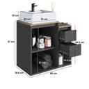 Ver imagem 4 de Balcão Gabinete de Banheiro com Cuba Suspenso 1 Porta 2 Gavetas 60cm Grafite Crart-BAL009