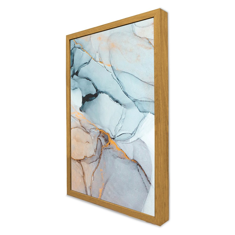 Quadro Decorativo Abstrato Mármore Cores Suaves em Moldura Caixa Tacolado Moldura Trad 1cm Madeira e - 3