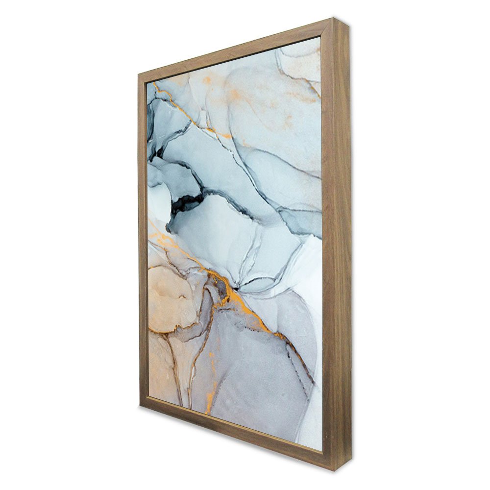 Quadro Decorativo Abstrato Mármore Cores Suaves em Moldura Caixa Tacolado Moldura Trad 1cm Madeira e - 4