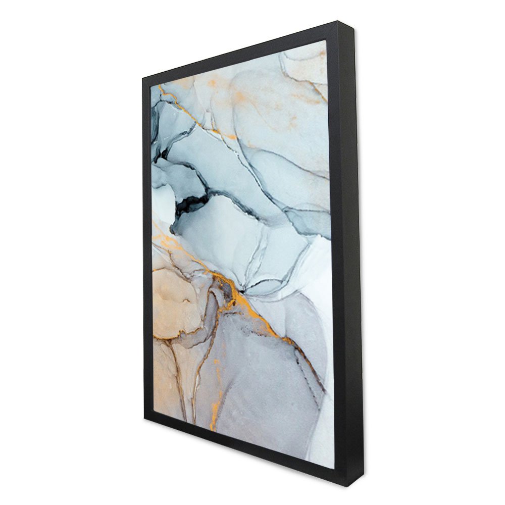 Quadro Decorativo Abstrato Mármore Cores Suaves em Moldura Caixa Tacolado Moldura Trad 1cm Madeira e - 5