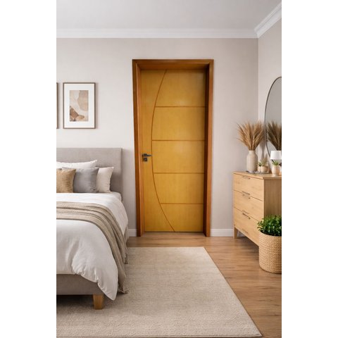 Porta Frisada de Madeira 2,14 (a) X 0,87 (l) com Batente 14 Cm Tauari