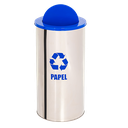 Ver imagem 3 de Lixeira Coleta Seletiva Basculante 50l de Aço Inox: Azul