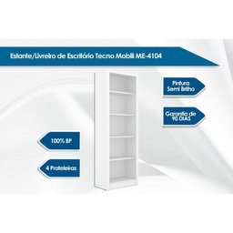 Estante Livreiro Casal ME4104 c/ 4 Prateleiras Rústico - Tecno Mobili - 2 Estante Livreiro Casal ME4104 c/ 4 Prateleiras Rústico - Tecno Mobili - 2