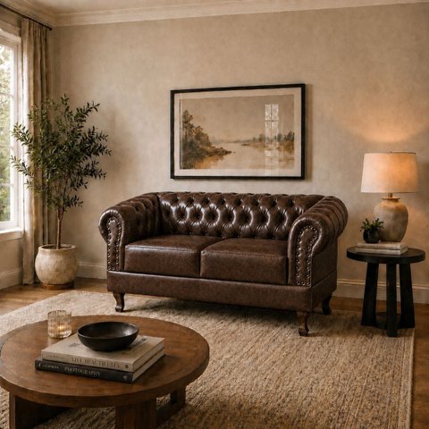 Namoradeira Chesterfield Duque 2 Lugares em Corano Pinhão