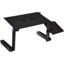 Ver imagem 1 de SUPORTE MESA NOTEBOOK COM MOUSEPAD EM ALUMINIO AJUSTAVEL COM COOLER DOBRAVEL MULTIFUNCIONAL