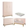 Quarto de Bebê 3 Portas New Classic Rosa com Pés Madeira e Colchão Gazin – Reller - 1