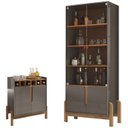 Ver imagem 1 de Barzinho 2 Portas 50522 E Cristaleira Para Sala 50519 Cinza Perola Cedro DCASA