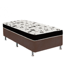 Ver imagem 1 de Cama Box Solteiro Suede Marrom + Colchão Solteiro Suede Preto Espuma 88x188x55