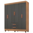 Ver imagem 1 de Guarda Roupa Casal Lite 6 Portas Nature Cinza – Móveis Leão