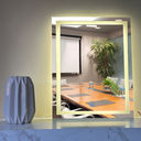 Ver imagem 2 de Espelho Retangular Grande Jateado com Led 60x70 4mm Lapidado, Banheiro, Decoração, Salão, Maquiagem.
