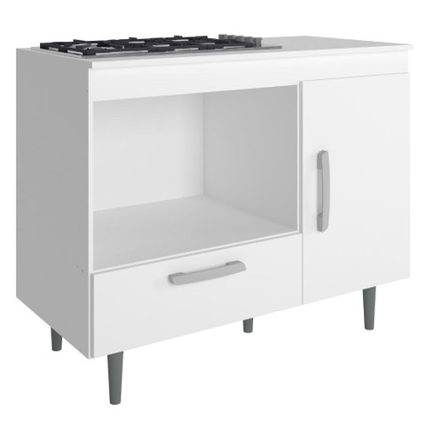 Balcão para Cooktop 4 Bocas Alecrim 1 Porta Branco Poliman