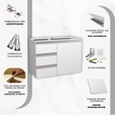 Ver imagem 4 de Balcão Móvel Gabinete Mdf para Banheiro sem Tampo 70cm Esquerdo Design Moderno