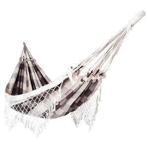 Rede de Dormir Descanso Casal 3,80m X 1,50m Algodão Premium Marrom Xadrez