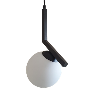 Pendente Infinity Lustre Luminária Jabuticaba PT Fosco Golobo de Vidro 14cm