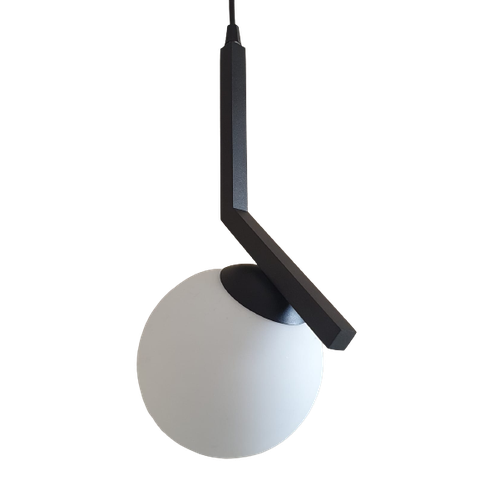 Pendente Infinity Lustre Luminária Jabuticaba Pt Fosco Golobo de Vidro 14cm