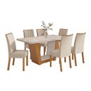 Ver imagem 2 de Conjunto Sala de Jantar Mesa Apogeu 1,70m Maxi Tampo com Vidro com 6 Cadeiras Veludo Creme