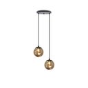 Ver imagem 1 de Pendente Moderno Preto Globo Duplo P/ Sala Espaço Gourmet Arevo Iluminação Jabuticaba VIDRO FUMÊ