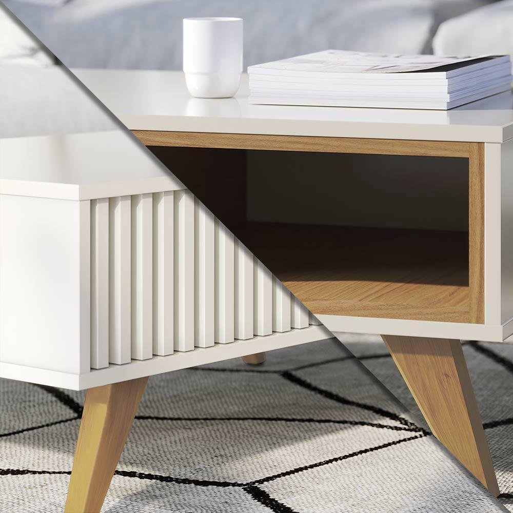 Mesa De Centro Ripada Off White Freijó Fallen Shop JM | MadeiraMadeira