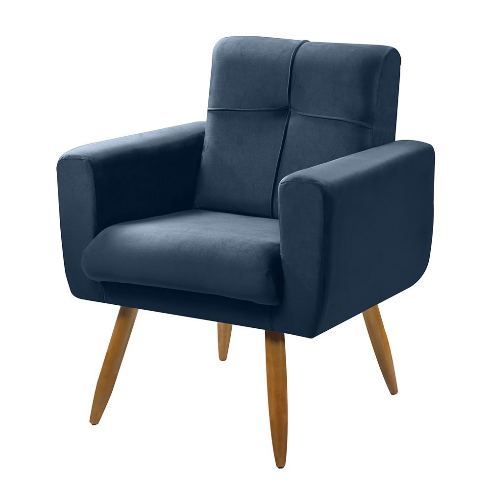 Poltrona Cadeira Aline Consultório Quarto Veludo Azul - 2