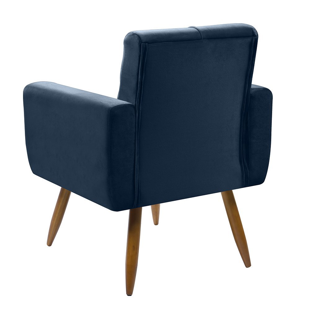 Poltrona Cadeira Aline Consultório Quarto Veludo Azul - 3