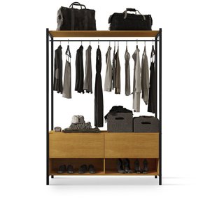 Closet Estilo Industrial Dallas 2 Gavetas e Suporte para Cabide Klm Móveis