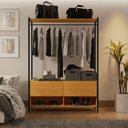 Ver imagem 1 de Closet Estilo Industrial Dallas 2 Gavetas e Suporte para Cabide Klm Móveis