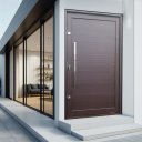Ver imagem 2 de Porta Pivotante Alumínio Lambril c/Pux.Dir. Elite Marrom Corten 240x120 Brimak